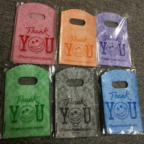 9x15cm 50pcs/lot Plastic Bags Colorful Packaging Pouches Thank you and Smile Face Printed Small Gifts Jewelry Storage Bags