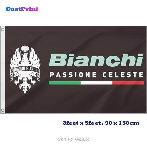 CustPrint 3FTx5FT Bianchi Black Flag Bicycle Polyester Banner w/ 2 Grommets Bike Flags and Banners