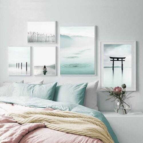 Torii Gate Landscape Art Poster Nordic Style Yoga Calm Sea Print Wall Canvas Painting Creative Picture Modern Home Decoration