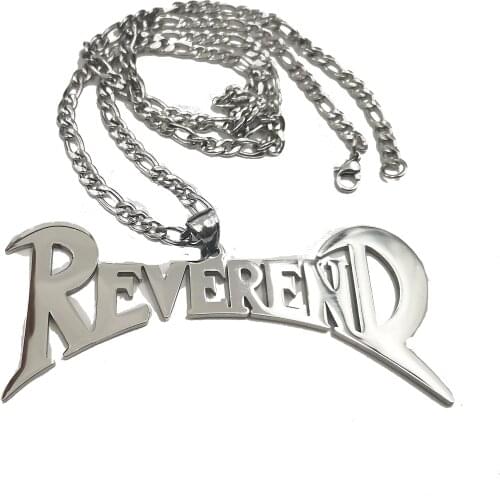 Big Reverend Charms Pendant Stainless Steel ICP Letter Necklace for Mens Boys Silver Come with Chain 24 Inch 4mm