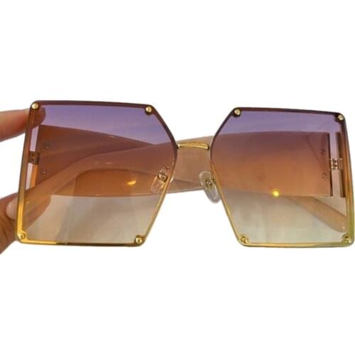 Square Oversized Sunglasses Women 2021 Luxury Brand UV400 High Quality Rivet Men Sun Glasses