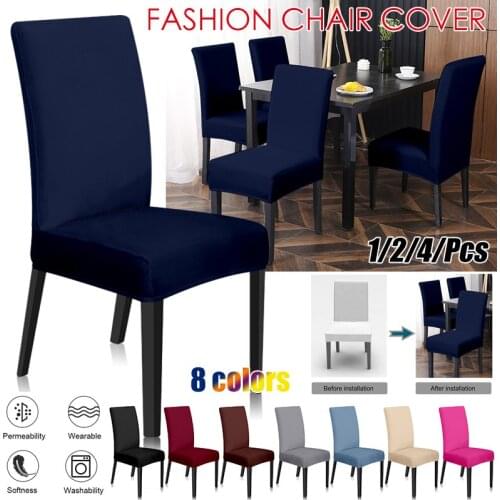 Solid color chair cover for dining room Stretch Elastic Chair Covers Furniture Cover Kitchen Wedding banquet
