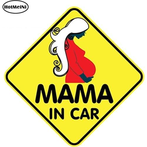 HotMeiNi 13cm x 13cm Pregnant Driver Car Stickers MAMA IN CAR Vinyl Waterproof Warning Mark Reflective Decal Motorcycle Parts