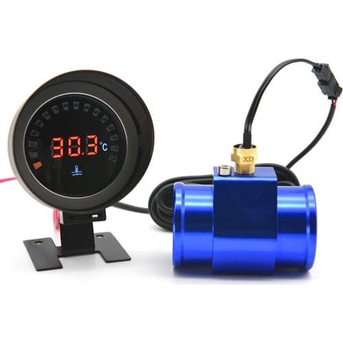 Universal 2 in 1 LCD Car Digital Horizontal Meter Voltage + Water Temp Gauge with Temperature Sensor Fit for 12v/24v Car Gauge