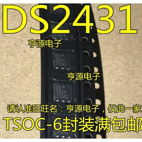 10pcs/lot DS2431P+T&R TSOC6 DS 2431 P+T&R IC EEPROM 1KBIT 1WIRE 6TSOC DS2431P+ DS+2431 DS2431PTR DS2431