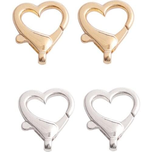 10pcs/lot Gold Silver Color Heart Shape Lobster Clasp Hooks For Necklace Bracelet Jewelry Findings