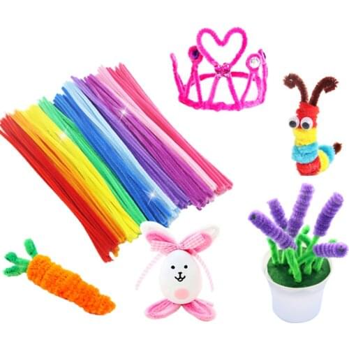 100PCS 30cm Colorful Plush DIY Chenille Sticks Handmade Chenille Stem Pipe Cleaner Craft Supplies Educational Toy for Children