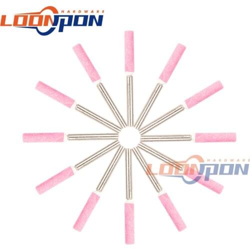 40mm Chain Saw Stone Cylinder Shape 3mm Shank 4mm Head Dia Grinding Wheel Stone Dremel Rotary Tools 50pcs