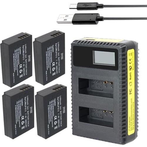 4pcs 1800mAh LP-E12 Digital Camera Battery + Charger for Canon LP E12 EOS M M2 100D Kiss X7 Rebel SL1 Rechargeable Batteries
