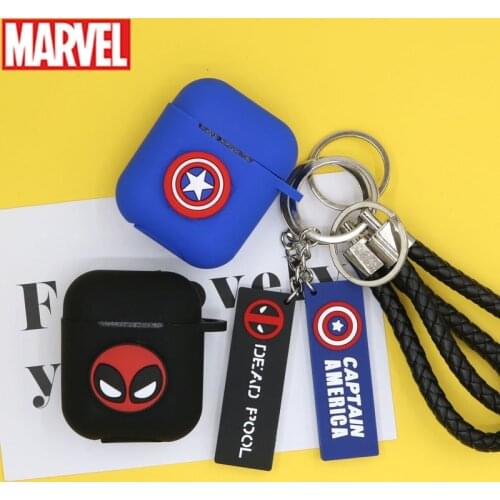 Marvel Cartoon Earphone Case For Apple Airpods 1 2 3 Silicone Wireless Bluetooth Earphone Case Shell Charger Box With Keyring