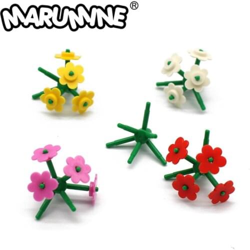 MARUMINE 300PCS/Lot Flower DIY Bricks Parts Toy 19119 MOC Building Blocks Classic Learning Toys for Children