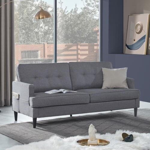 Loveseat Sofa 2 Seats Anti-scratch Linen Strong Bearing Capacity Couch Sofa for Living Room