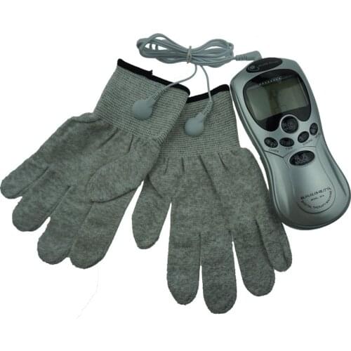 Electro Shock Massager For Full body Silver Fiber Therapy 1pair Electrode pads + 1 pair Glove Magic For Couples Game Flirt Toys