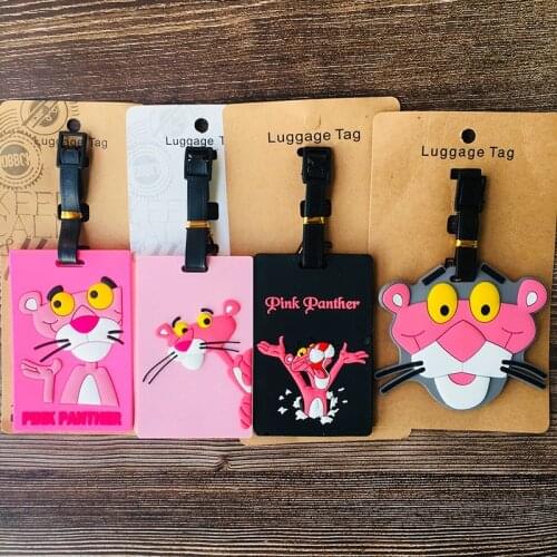 PinK Panther Anime Travel Accessories Luggage Tag Suitcase ID Portable Tags Holder Baggage Labels Gifts New