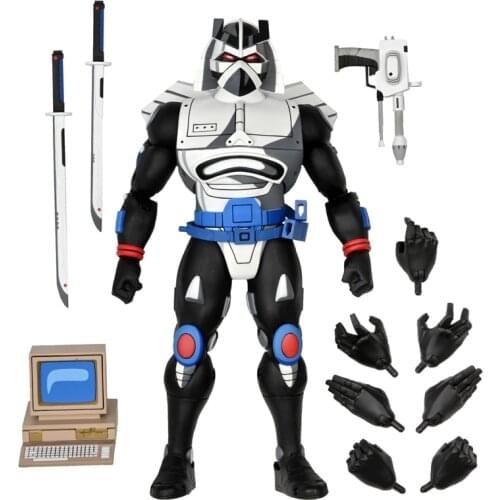 Original NECA Shredder Krang Turtles Animi Version colossal Chrome Dome Classic Movable Action Figure Toys