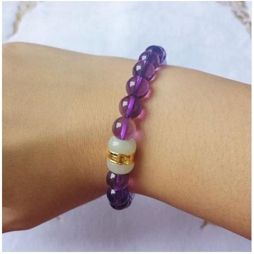 Fine Jewelry Fashion Nature Amethyst Jade Charm Bracelets Lucky Amulet Women Men Bracelets Jewelry Gift