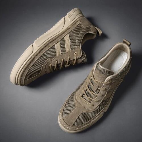 Leather Casual Shoes For Men Comfortable Casual Mens Sneakers Summer Breathable Mesh Mens Shoes Outdoors Tourist Mens Shoes