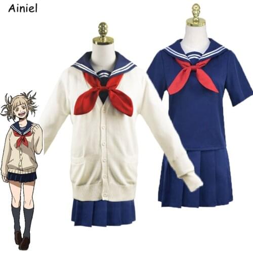 My Hero Academia Himiko Toga Costume Boku no Hero Academia Cross my body Cosplay Outfits School Uniform Sweater Wig Shoes Girls