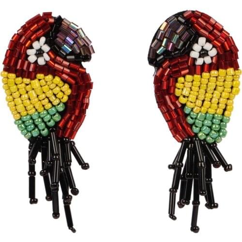 Bohemian Colorful Beaded Cute Animal Bird Drop Dangle Earrings for Women Florate Brand Handmade Ethnic Statement Jewelry