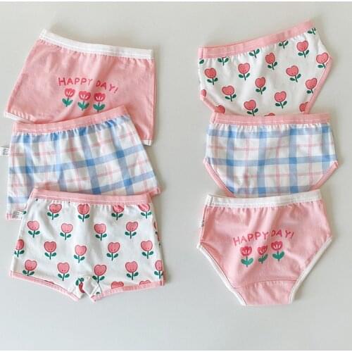 3Pcs/Lot Girls Underwear New Design Fashion Style Cotton Kids Boxers Short Briefs Printing Panties For Children Triangle Pants