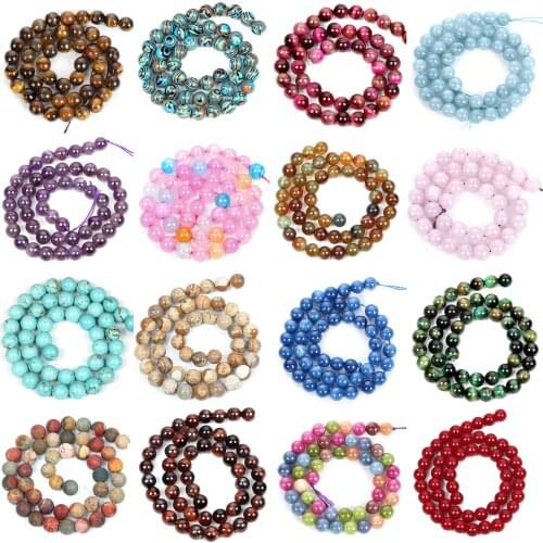 New 45 Style 4 6 8 10 12mm Round Agates Tiger Eye Natural Stone Beads For Jewelry Making DIY Loose Space Beads Bracelet Necklace