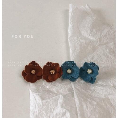 Autumn Winter S925 Fairy Flocking Flower Earrings Fashion Simple Earrings INS Forest Sweet Temperament Gentle Earrings