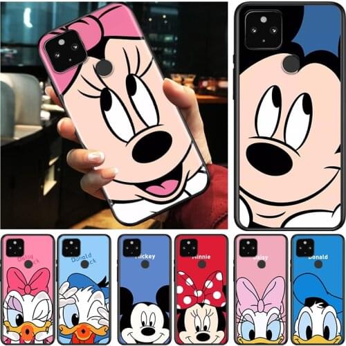 Mickey Minnie Couple Shockproof Cover for Google Pixel 5 4 5A 4A XL 5G Black Phone Case Shell Soft Fundas Coque Capa