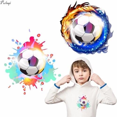 Pulaqi Football Club Patches Iron On Transfers Fire Ice Soccer Heat Thermal Transfer For Men Kid Clothes DIY Decoration F