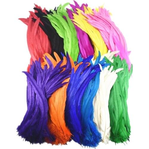100Pcs/Lot Colored Rooster Feather 35-40CM Natural Rooster Coque Tail Feathers for Crafts Party Decorative Carnival Accessories