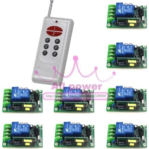 85V-250V Remote Relay Control Switch 8CH Receiver & Transmitter Lamp/Light LED Remote ON OFF Controller System Output Adjust