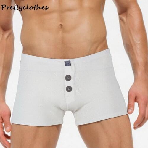 Sex Hot Sale Mens Underwear Boxer Sexy Home Casual Button Decoration Bikini Swimwear Suit Bathing Male Low Waist Slim Wear