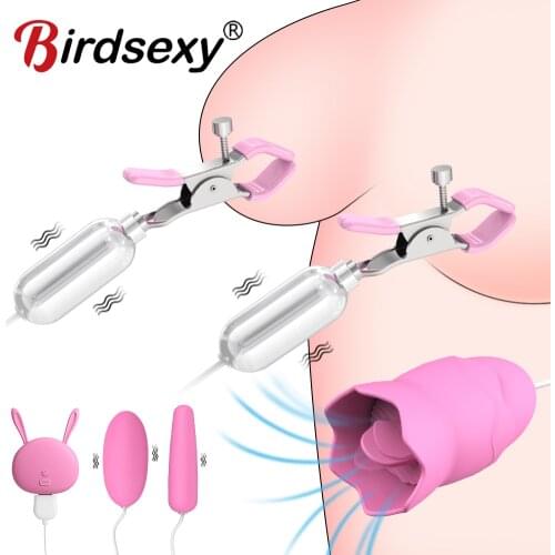 Nipple Clamps Vibrating Breast Clips Nipple Stimulator for Women Wired Clitoral Vibrators Egg Sex Toys for Adult 18 Couples Fun