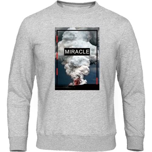 Volcano eruption Hooded Sweatshirt Men Digital printing Casual Mens Hoodies Hipster Funny Pullover Cotton Sweatshirts Outerwear