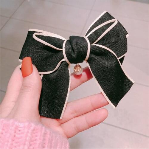 Women Elegant Fashion lace Bowknot Hair Clip Headdress Denim bow Simplicity Spring Clip Hairpin Headwear Hari Accessories