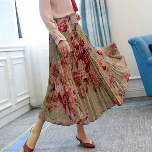 Mid New Decor skirt length high waist with large swing A line women s pleated skirt ins