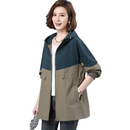 Women Jacket Spring Autumn Casual Windbreaker 2021 New Plus Size Trench Coats Female Long Hooded Parka Overcoats Overalls 4XL