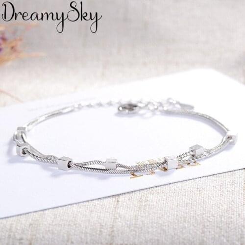 Summer Trendy Silver Color Cube Box Bracelets For Women Bohemia Fashion Girls Charm Bracelets Wedding Jewelry