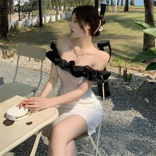 Summer Bodycon Dress Women 2021 Slash Collar Strapless High Waist Sexy Lady Pencil Dresses Party Club Vestido