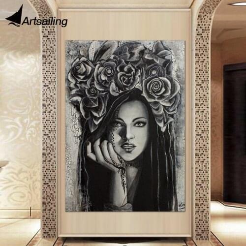 1 Piece Portrait Women Black and White Modern Wall Art Pictures Home Decor Posters Living Room HD Printed Painting Frame