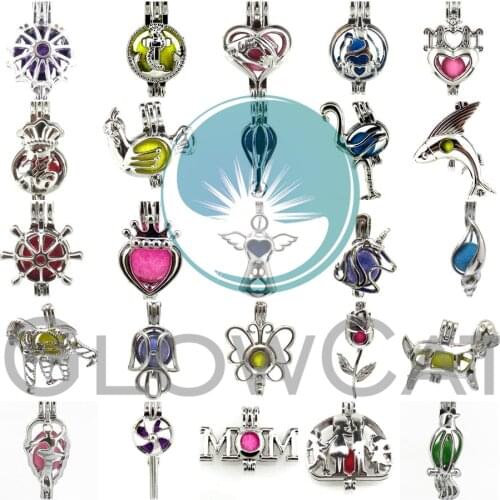 1X Angel Crown Yoga Puppy Family Anchor Animals Beads Cage - Locket Pendant Without Akoya Oyster Pearl