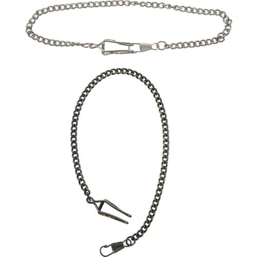 2 Pcs Retro Antique Vintage Pocket Watch Chain, Silver & Bronze