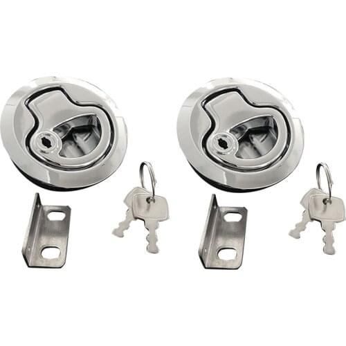 2Pcs Flush Mount Hatch Flush Pull Latch Marine Lock with Key Lift Slam Latch Hardware for Boat Yacht Deck Hatch