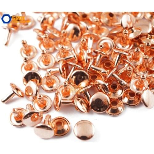 300 set 9*8mm Rose Gold Double Cap Round Rapid Rivet Punk Rock Leathercraft Rivet
