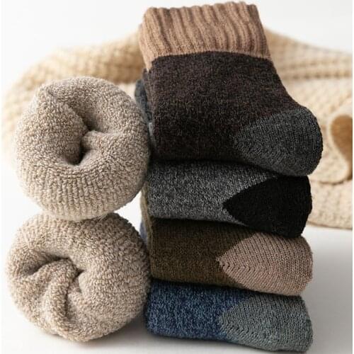 5 pairs/set Thicken Wool Socks for Women Men Patchwork Blue Grey Brown Winter Spring Autumn Warm Fashion Short Socks calcetines