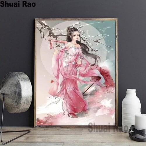 5d Diamond Embroidery set princess Diamond Mosaic Full square round 3d Picture With Rhinestones tree moon fairy Home Decoration