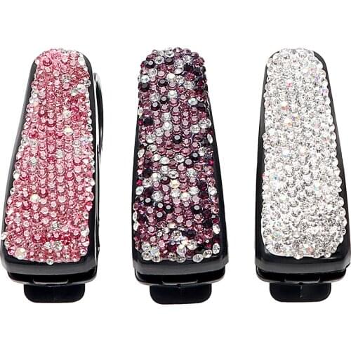 Auto Fastener Clip Glasses Cases Sun Visor Sunglasses Eyeglasses Holder Portable Rhinestone Diamond Storage Holder