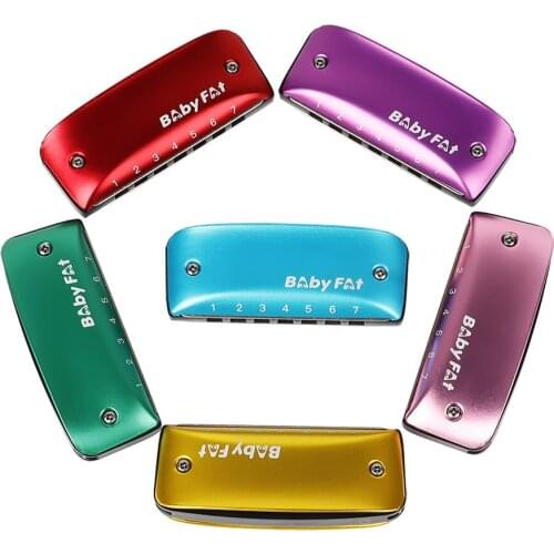 7 holes Blues Harp brass reedplates Color Harmonica C and D Beginners Instrument Rock Country Folk Jazz Melodica GP151
