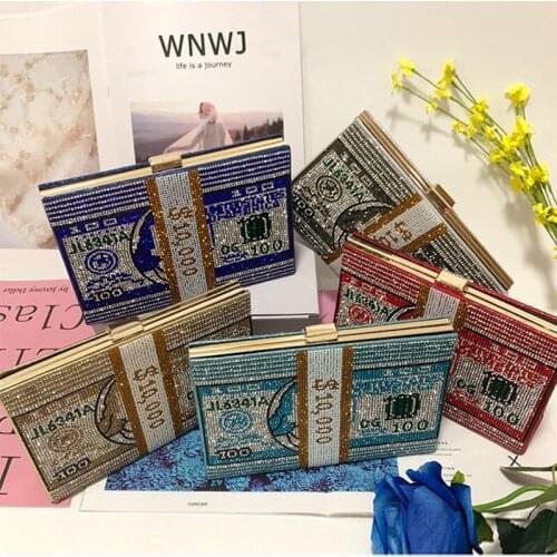 Letter Crystal Evening Bag For Women Clutch Purse Luxury Banquet Metal Box Small Party Handbag Designer Sac A Main Femme X397H