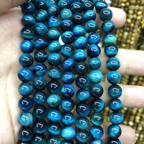 AA Quality Mystic Blue Tiger Eye Beads 6MM 8MM 10mm 12mm Round Beads,Natural Gem Stone Jewelry Loose Beads,15.5" full Strand