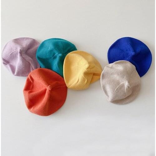 Kids Beret Cap Baby Beanie Girl Candy Color Elastic Hats Boy Autumn Winter Knitted Cap British Style Solid Color Hat Accessories